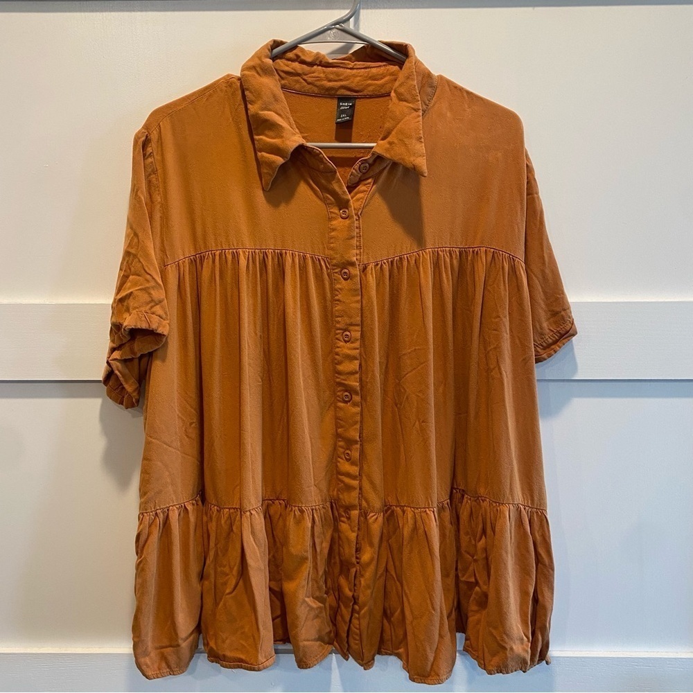 Women's Orange Button-Up Top Size 2XL